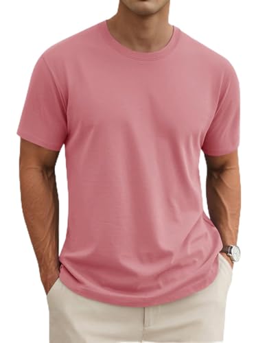 MAGNIVIT Men's Shirts Short Sleeve Cotton T-Shirt Crew Neck Light Tees Classic Basic Casual Tops Plain Soft Shirt