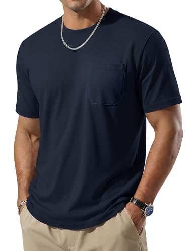 TACVASEN Men's Pocket T-Shirt UPF 80+ Short Sleeve Soft Crew Neck Lightweight Tee Summer Casual Basic Plain Tshirts