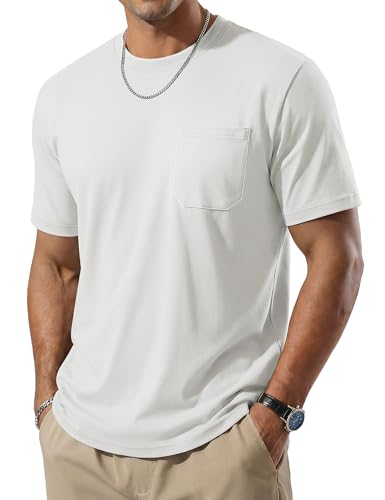TACVASEN Men's Pocket T-Shirt UPF 80+ Short Sleeve Soft Crew Neck Lightweight Tee Summer Casual Basic Plain Tshirts