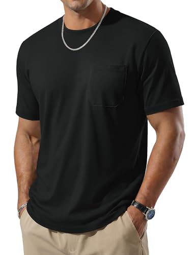 TACVASEN Men's Pocket T-Shirt UPF 80+ Short Sleeve Soft Crew Neck Lightweight Tee Summer Casual Basic Plain Tshirts