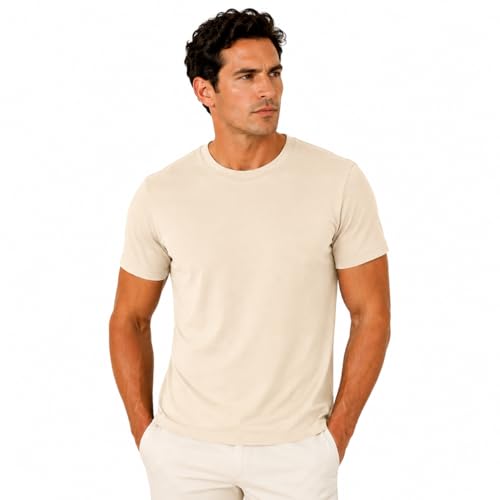 Men's Essential 100% Cotton Crew Neck T-Shirt - Plain, Short Sleeve, Regular Fit, Premium, Super Soft, Classic Everyday Wear