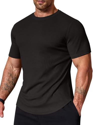 COOFANDY Men's T Shirt Short Sleeve Cotton Blend T-Shirts Crew Neck Casual Summer Basic Tee Shirts
