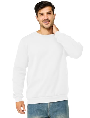 Mens Crewneck Sweatshirts Casual Fleece Pullover Sweatshirt Long Sleeve Basic Sweat Shirts