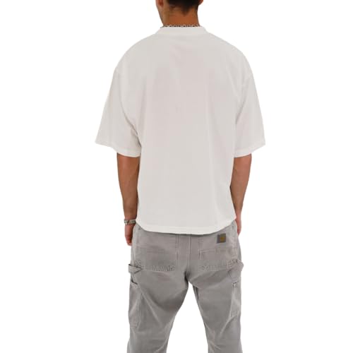 Men's Casual Oversized Heavyweight Drop Shoulder Garment Dye T-Shirt Tee Short Sleeve