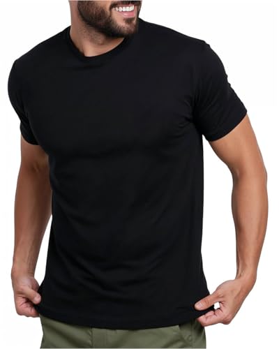 KEEPSHOWING Mens Cotton T Shirts Short Sleeve Crew Neck Basic T-Shirt Essentials Crewneck Cotton T-Shirts Tees for Men