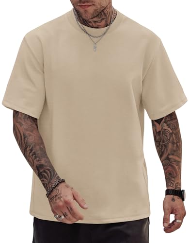 Men's Casual Oversized Heavyweight Drop Shoulder Garment Dye T-Shirt Tee Short Sleeve