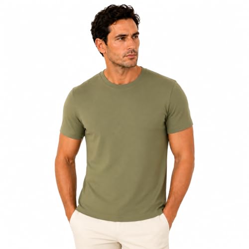 Men's Essential 100% Cotton Crew Neck T-Shirt - Plain, Short Sleeve, Regular Fit, Premium, Super Soft, Classic Everyday Wear