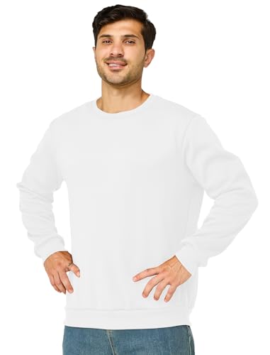 Mens Crewneck Sweatshirts Casual Fleece Pullover Sweatshirt Long Sleeve Basic Sweat Shirts