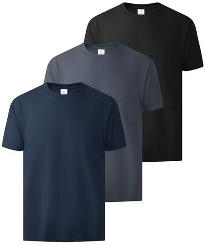 ZITY 3 Pack Men's T-Shirts Cotton Crew Neck Basic Tee Short Sleeve Soft Casual Shirts Summer Tops