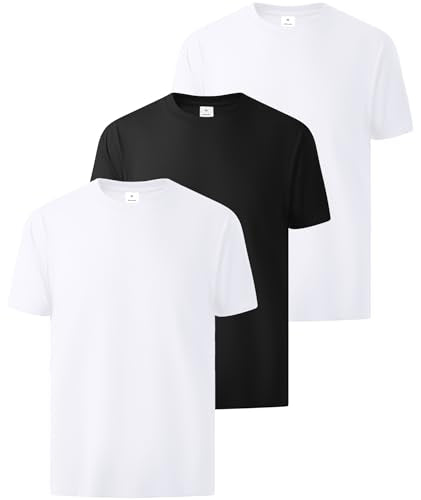 ZITY 3 Pack Men's T-Shirts Cotton Crew Neck Basic Tee Short Sleeve Soft Casual Shirts Summer Tops