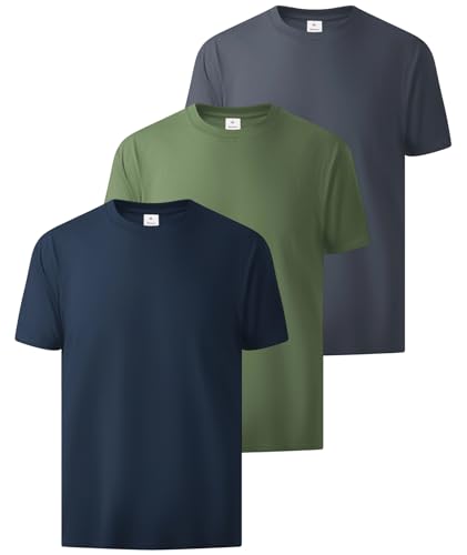 ZITY 3 Pack Men's T-Shirts Cotton Crew Neck Basic Tee Short Sleeve Soft Casual Shirts Summer Tops