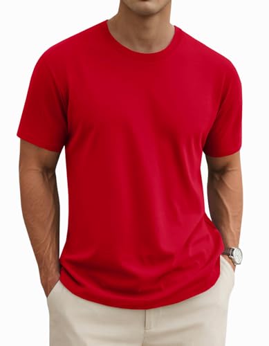 MAGNIVIT Men's Shirts Short Sleeve Cotton T-Shirt Crew Neck Light Tees Classic Basic Casual Tops Plain Soft Shirt