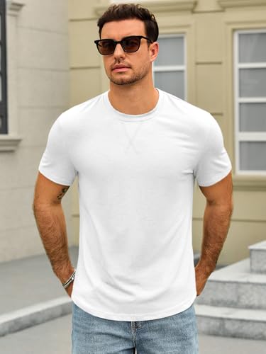 Runcati Mens Short Sleeve T-Shirts Crew Neck Casual Shirt Summer Classic Basic Lightweight Fashion Tees