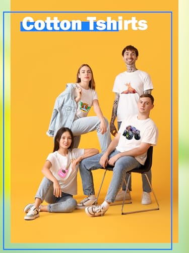 6 Pcs Adult Heat Transfer T Shirts Plain White Basic Shirts Bulk Blank Crew Neck Short Sleeve T-Shirt for Men Women