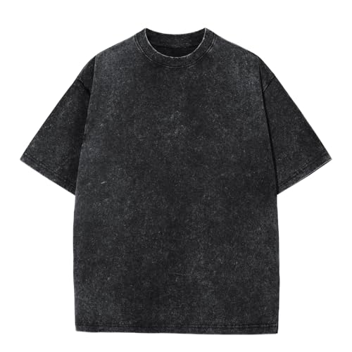 Men's Casual Oversized Heavyweight Drop Shoulder Garment Dye T-Shirt Tee Short Sleeve