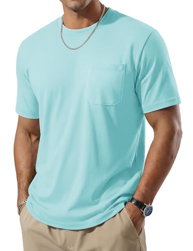 TACVASEN Men's Pocket T-Shirt UPF 80+ Short Sleeve Soft Crew Neck Lightweight Tee Summer Casual Basic Plain Tshirts