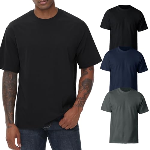 KEEPSHOWING Mens Cotton T Shirts Short Sleeve Crew Neck Basic T-Shirt Essentials Crewneck Cotton T-Shirts Tees for Men