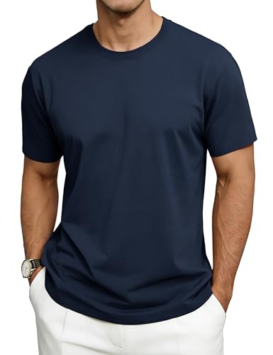 MAGNIVIT Men's Shirts Short Sleeve Cotton T-Shirt Crew Neck Light Tees Classic Basic Casual Tops Plain Soft Shirt