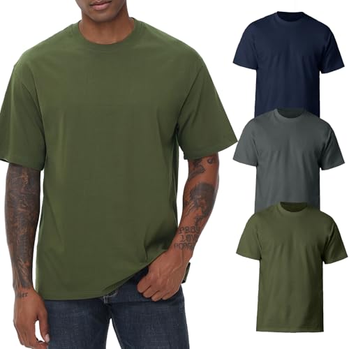 KEEPSHOWING Mens Cotton T Shirts Short Sleeve Crew Neck Basic T-Shirt Essentials Crewneck Cotton T-Shirts Tees for Men