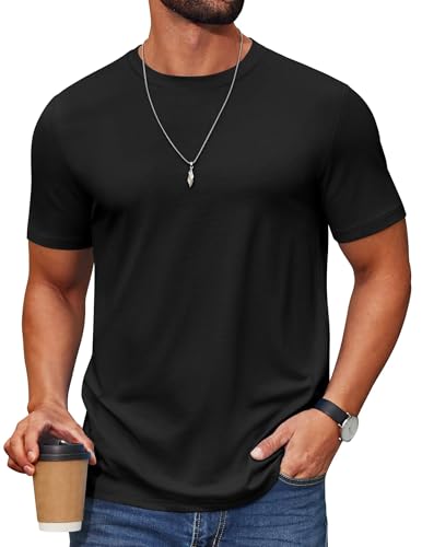 COOFANDY Men's T Shirt Short Sleeve Cotton Blend T-Shirts Crew Neck Casual Summer Basic Tee Shirts