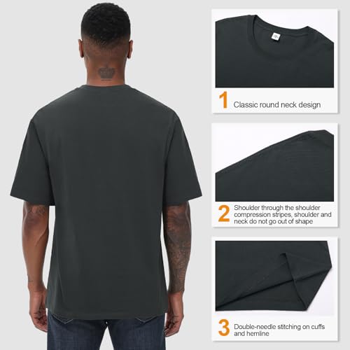 KEEPSHOWING Mens Cotton T Shirts Short Sleeve Crew Neck Basic T-Shirt Essentials Crewneck Cotton T-Shirts Tees for Men