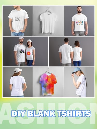6 Pcs Adult Heat Transfer T Shirts Plain White Basic Shirts Bulk Blank Crew Neck Short Sleeve T-Shirt for Men Women