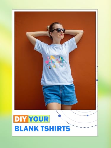 6 Pcs Adult Heat Transfer T Shirts Plain White Basic Shirts Bulk Blank Crew Neck Short Sleeve T-Shirt for Men Women