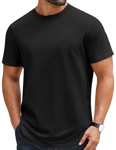 Men's Essential 100% Cotton Crew Neck T-Shirt - Plain, Short Sleeve, Regular Fit, Premium, Super Soft, Classic Everyday Wear