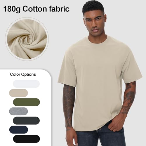 KEEPSHOWING Mens Cotton T Shirts Short Sleeve Crew Neck Basic T-Shirt Essentials Crewneck Cotton T-Shirts Tees for Men