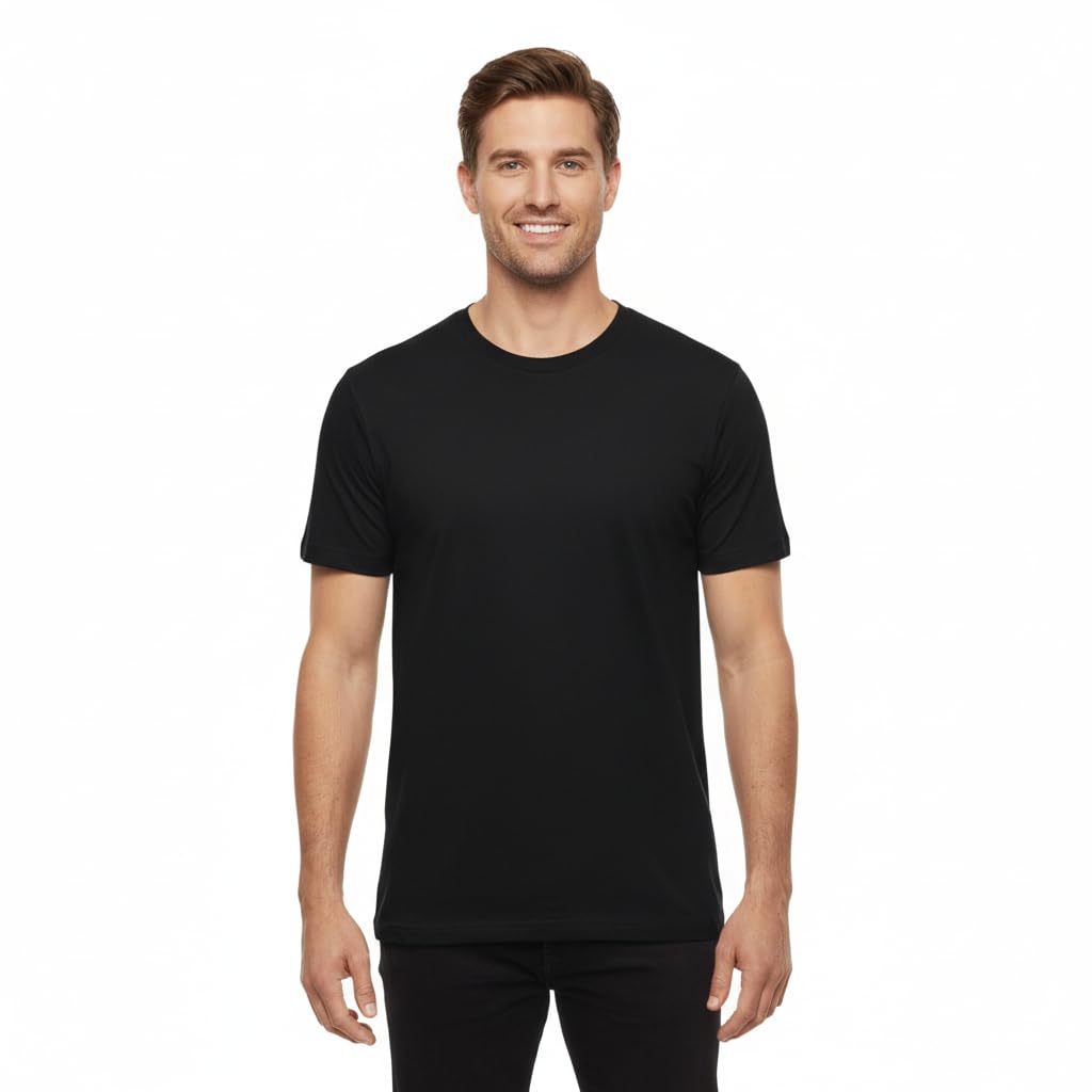 Men's Essential 100% Cotton Crew Neck T-Shirt - Plain, Short Sleeve, Regular Fit, Premium, Super Soft, Classic Everyday Wear