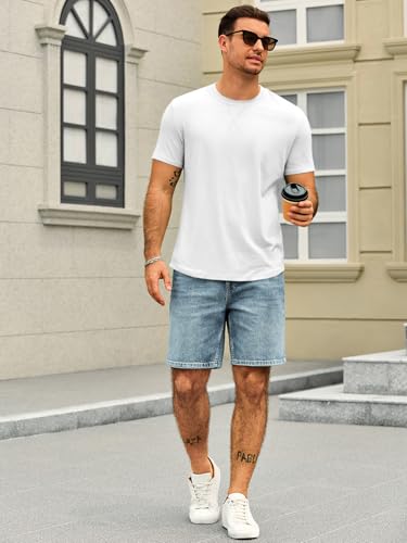 Runcati Mens Short Sleeve T-Shirts Crew Neck Casual Shirt Summer Classic Basic Lightweight Fashion Tees