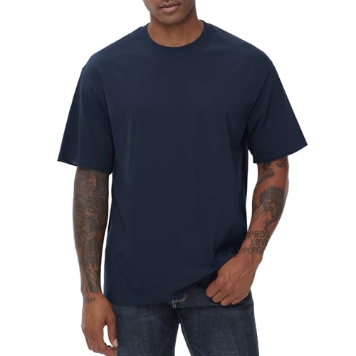 KEEPSHOWING Mens Cotton T Shirts Short Sleeve Crew Neck Basic T-Shirt Essentials Crewneck Cotton T-Shirts Tees for Men