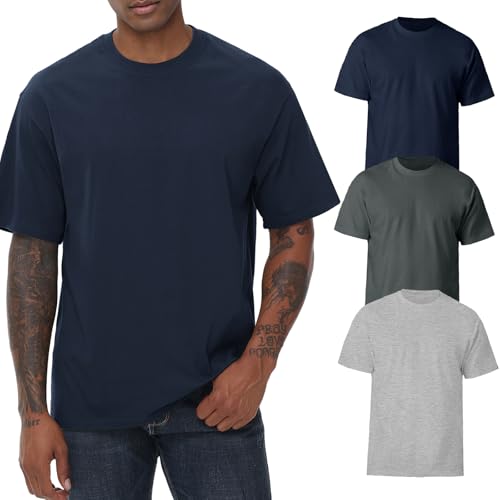 KEEPSHOWING Mens Cotton T Shirts Short Sleeve Crew Neck Basic T-Shirt Essentials Crewneck Cotton T-Shirts Tees for Men