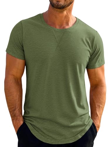 Runcati Mens Short Sleeve T-Shirts Crew Neck Casual Shirt Summer Classic Basic Lightweight Fashion Tees
