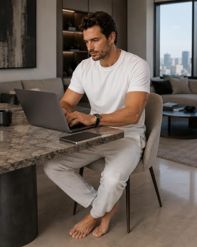 Men's Essential 100% Cotton Crew Neck T-Shirt - Plain, Short Sleeve, Regular Fit, Premium, Super Soft, Classic Everyday Wear