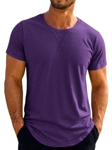 Runcati Mens Short Sleeve T-Shirts Crew Neck Casual Shirt Summer Classic Basic Lightweight Fashion Tees