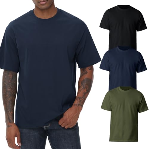 KEEPSHOWING Mens Cotton T Shirts Short Sleeve Crew Neck Basic T-Shirt Essentials Crewneck Cotton T-Shirts Tees for Men