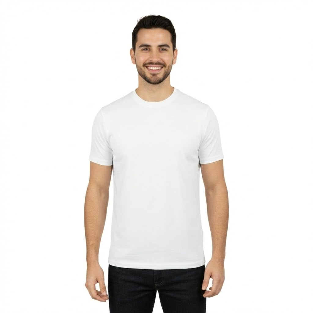 Men's Essential 100% Cotton Crew Neck T-Shirt - Plain, Short Sleeve, Regular Fit, Premium, Super Soft, Classic Everyday Wear
