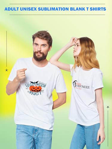 6 Pcs Adult Heat Transfer T Shirts Plain White Basic Shirts Bulk Blank Crew Neck Short Sleeve T-Shirt for Men Women
