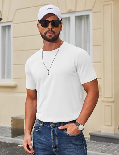 COOFANDY Men's T Shirt Short Sleeve Cotton Blend T-Shirts Crew Neck Casual Summer Basic Tee Shirts