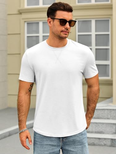 Runcati Mens Short Sleeve T-Shirts Crew Neck Casual Shirt Summer Classic Basic Lightweight Fashion Tees