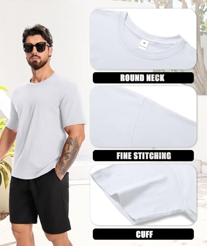 ZITY 3 Pack Men's T-Shirts Cotton Crew Neck Basic Tee Short Sleeve Soft Casual Shirts Summer Tops