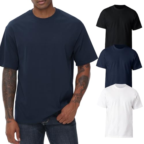 KEEPSHOWING Mens Cotton T Shirts Short Sleeve Crew Neck Basic T-Shirt Essentials Crewneck Cotton T-Shirts Tees for Men