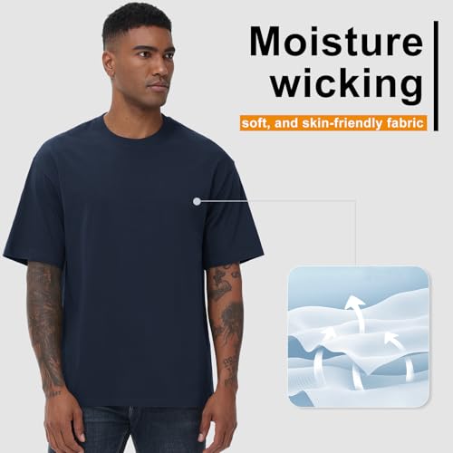 KEEPSHOWING Mens Cotton T Shirts Short Sleeve Crew Neck Basic T-Shirt Essentials Crewneck Cotton T-Shirts Tees for Men