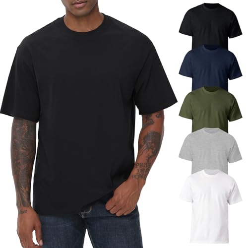 KEEPSHOWING Mens Cotton T Shirts Short Sleeve Crew Neck Basic T-Shirt Essentials Crewneck Cotton T-Shirts Tees for Men