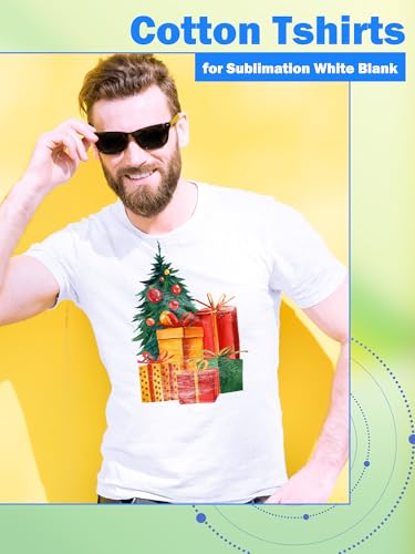 6 Pcs Adult Heat Transfer T Shirts Plain White Basic Shirts Bulk Blank Crew Neck Short Sleeve T-Shirt for Men Women