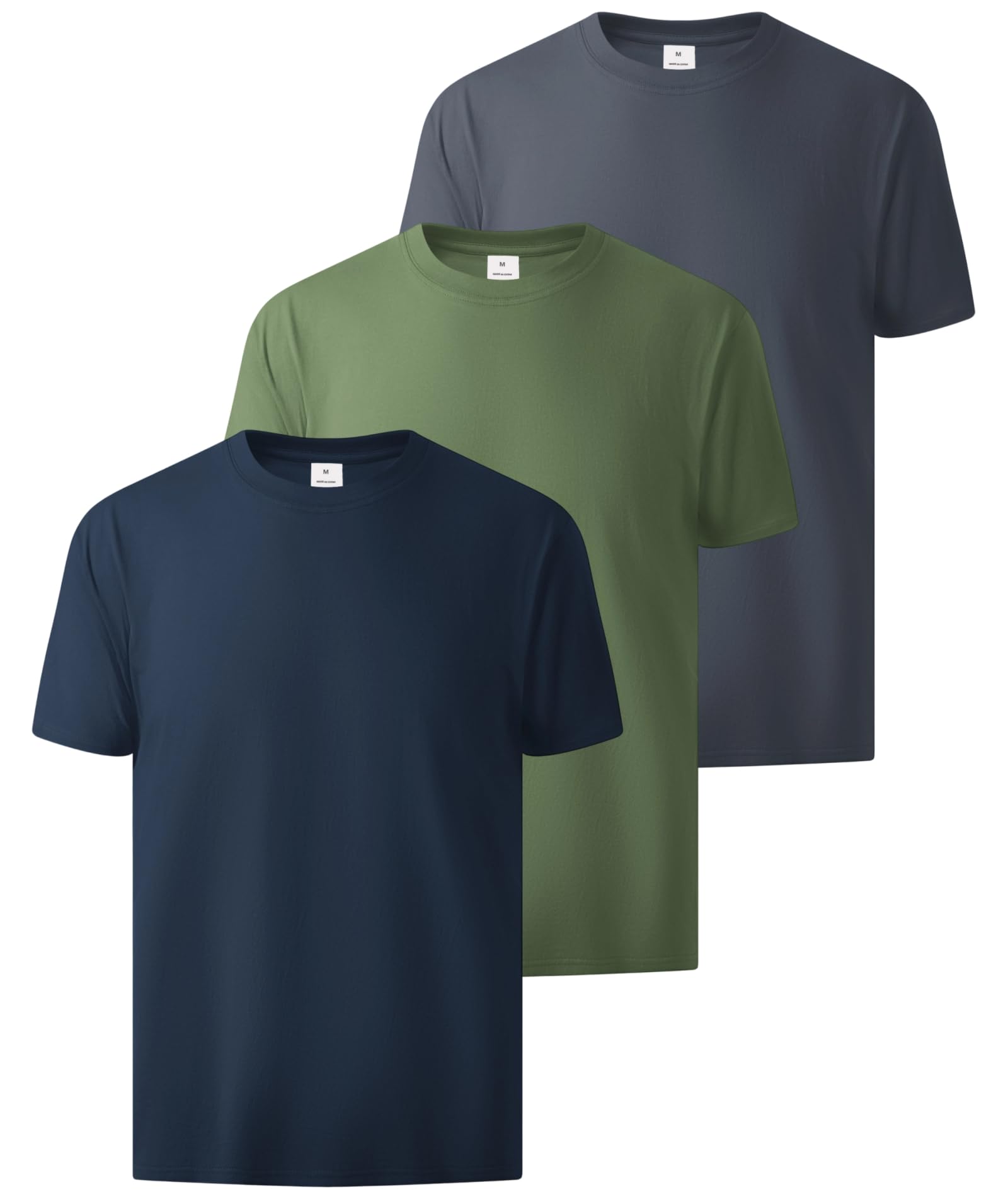 ZITY 3 Pack Men's T-Shirts Cotton Crew Neck Basic Tee Short Sleeve Soft Casual Shirts Summer Tops