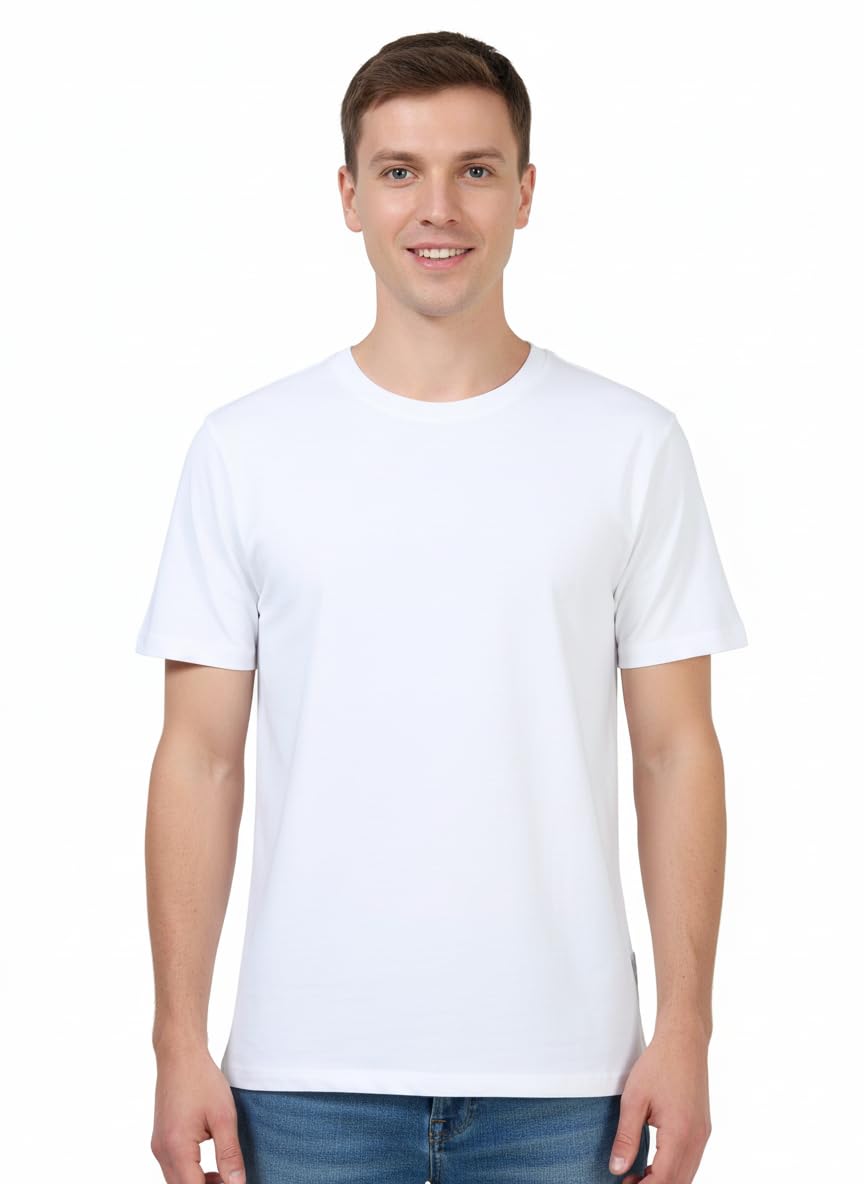 Men's Essential 100% Cotton Crew Neck T-Shirt - Plain, Short Sleeve, Regular Fit, Premium, Super Soft, Classic Everyday Wear