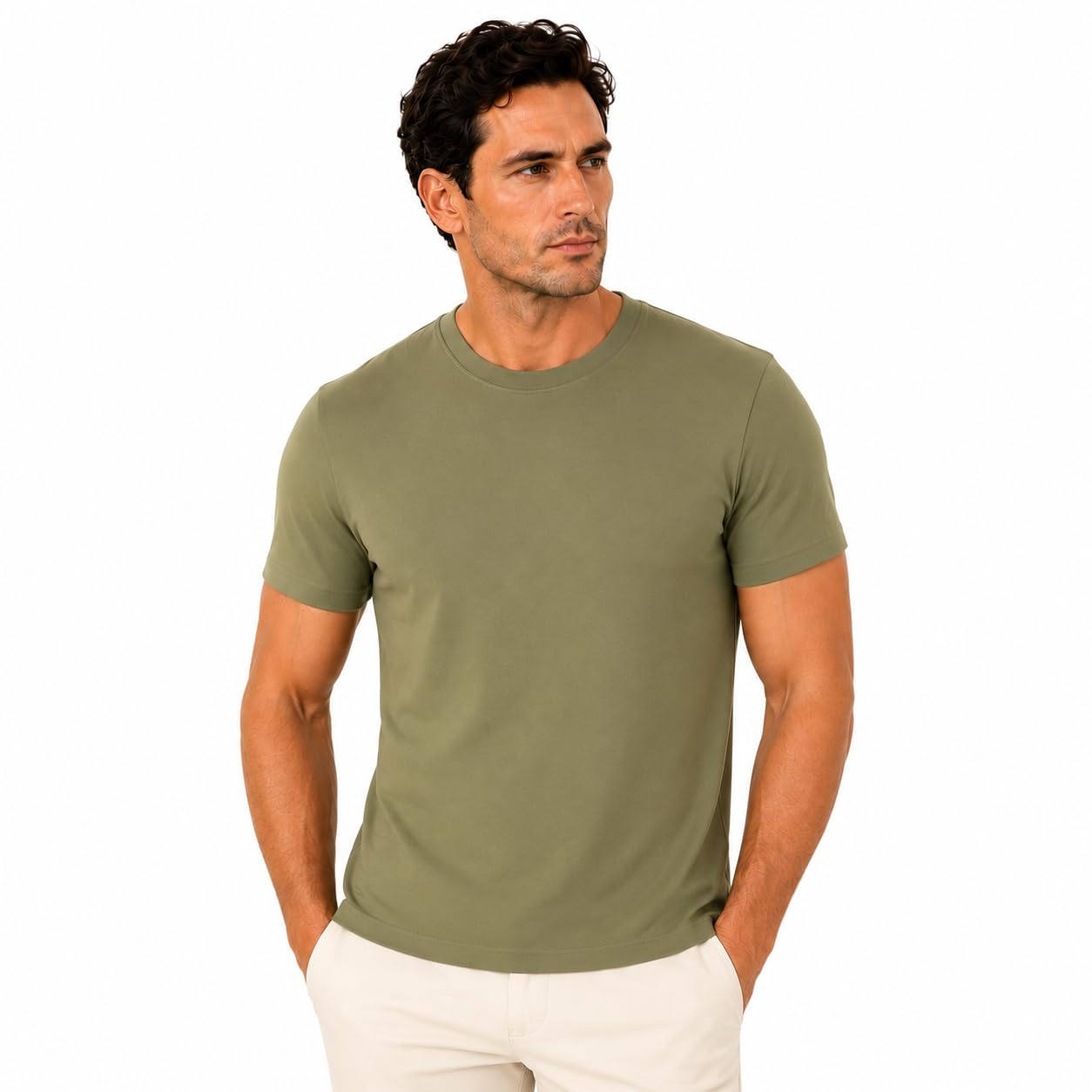 Men's Essential 100% Cotton Crew Neck T-Shirt - Plain, Short Sleeve, Regular Fit, Premium, Super Soft, Classic Everyday Wear