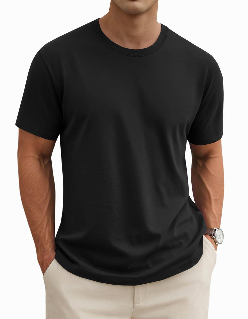 MAGNIVIT Men's Shirts Short Sleeve Cotton T-Shirt Crew Neck Light Tees Classic Basic Casual Tops Plain Soft Shirt